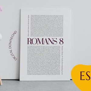 ESV Minimalist Romans 8 Full Chapter Printable Wall Art | Romans 8 ESV Wall Art | Minimal Modern Bible Verse Home Decor | Heirs with Christ