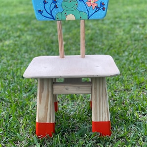 Hand Painted kids chairs Wood Accent Stool
