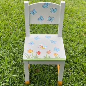 Hand Painted kids chairs Wood Accent Stool