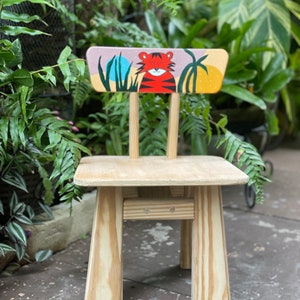 Hand Painted kids chairs Wood Accent Stool
