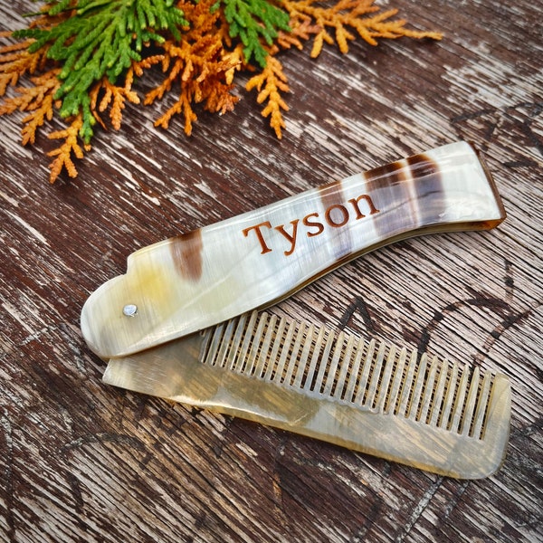 Folding Yak Horn Comb • Personalized Handle
