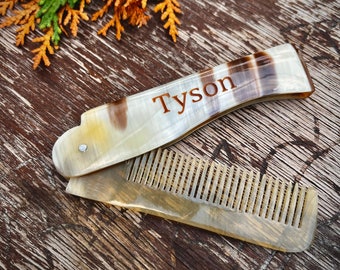 Folding Yak Horn Comb • Personalized Handle