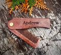 Folding Sandalwood Comb • Personalized Handle