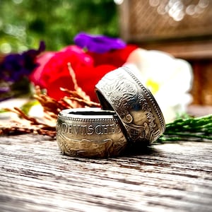 Handmade 1913 German Coin Ring • Kingdom of Prussia 5 Mark • Crowned Imperial Eagle • Kaiser Wilhelm II • 90% Silver • US Size 8-11