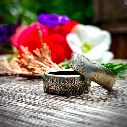 Handmade 1901 Morgan Dollar Coin Ring • 90% Silver • US Size