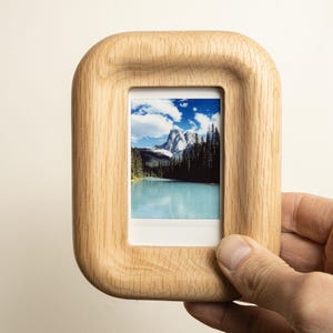 Small Walnut or Oak Picture Frame, Magnetic Fridge or Wall, for Instax Mini image 2