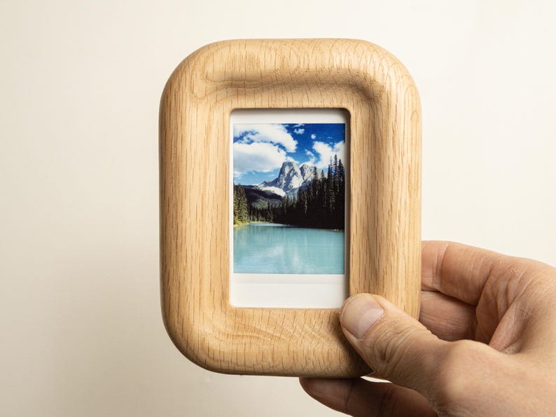 Small Walnut or Oak Picture Frame, Magnetic Fridge or Wall, for Instax Mini image 2