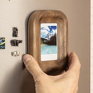 Small Walnut or Oak Picture Frame, Magnetic Fridge or Wall, for Instax Mini image 3