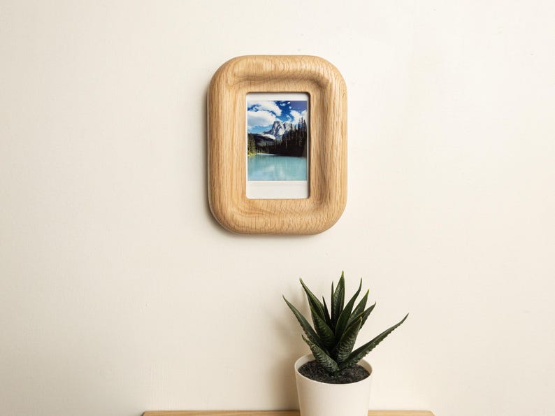Small Walnut or Oak Picture Frame, Magnetic Fridge or Wall, for Instax Mini image 9