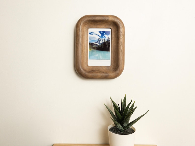 Small Walnut or Oak Picture Frame, Magnetic Fridge or Wall, for Instax Mini image 8