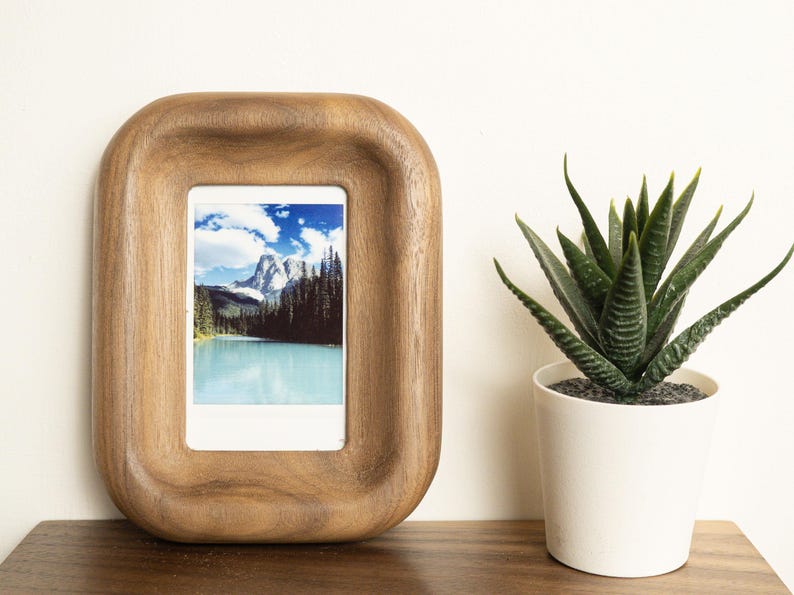 Small Walnut or Oak Picture Frame, Magnetic Fridge or Wall, for Instax Mini image 6