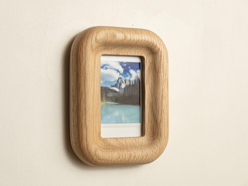 Small Walnut or Oak Picture Frame, Magnetic Fridge or Wall, for Instax Mini image 5