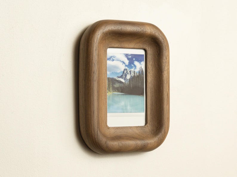 Small Walnut or Oak Picture Frame, Magnetic Fridge or Wall, for Instax Mini image 4