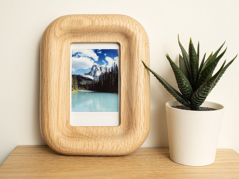Small Walnut or Oak Picture Frame, Magnetic Fridge or Wall, for Instax Mini image 7
