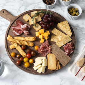 Serving board, platter, charcuterie board, cheese board, walnut, round, large