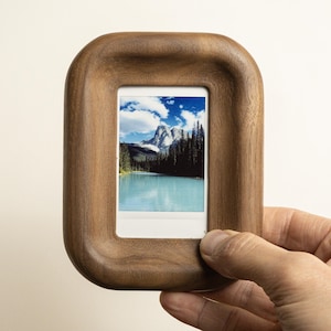 Small Walnut or Oak Picture Frame, Magnetic Fridge or Wall, for Instax Mini image 1