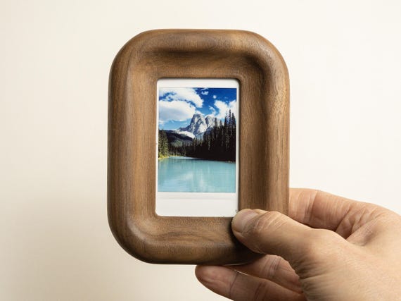 Small Walnut or Oak Picture Frame, Magnetic Fridge or Wall, for Instax Mini