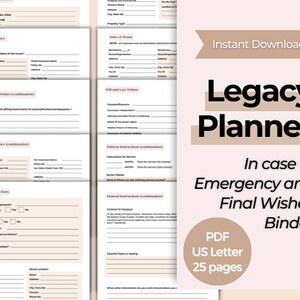 End of Life Planner | Legacy Planner Printable | Emergency Binder | Life Planner