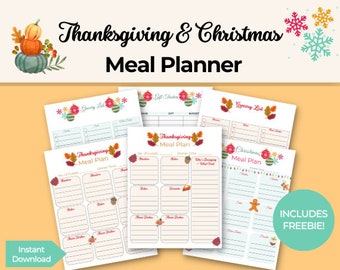 Può includere: Pianificatore di pasti stampabile per il Ringraziamento e Natale con liste della spesa, tracker dei regali e piani dei pasti. Include un omaggio.