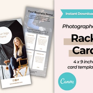 Sjabloon voor visitekaartjes | Informatiekaart voor fotografie | Sjabloon prijsgids | Marketingkaarten