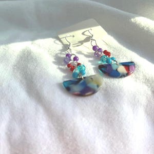 Silver Dangle Earrings: Colorful Charm with Beads