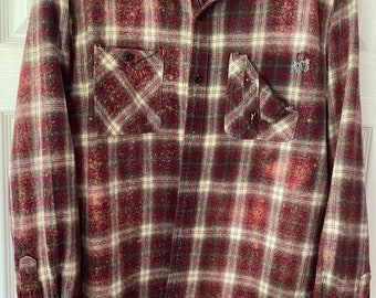 Plaid shirt with graffiti detail - large