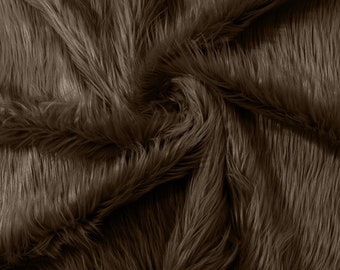 Brown Soft Faux Fur Fabric, Shaggy Long Pile for Crafts and Cosplay