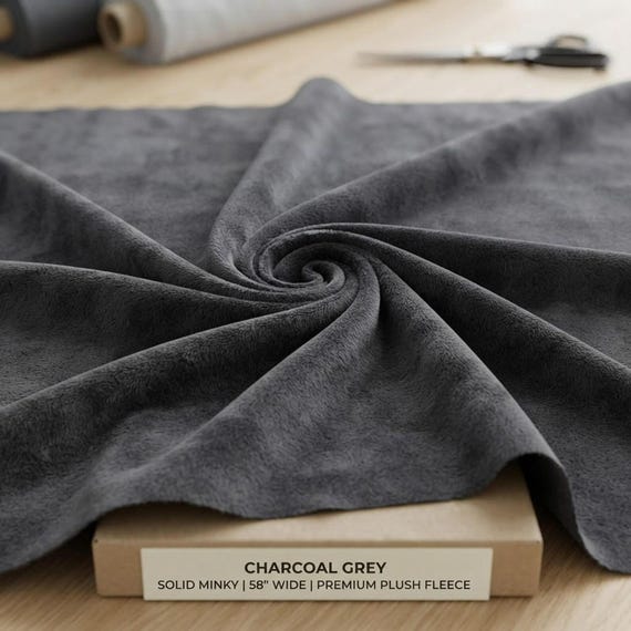 Charcoal Gray Solid Minky Fabric, 58" Wide| Stuff Animals| Blankets