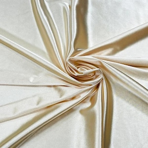 Deluxe Shiny Polyester Spandex Fabric Stretch 58&quot; Wide Sold by The Yard. Champagne