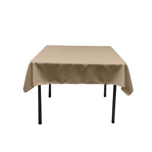 Square Polyester Poplin Table Overlay - Khaki - Diamond. Choose Size Below