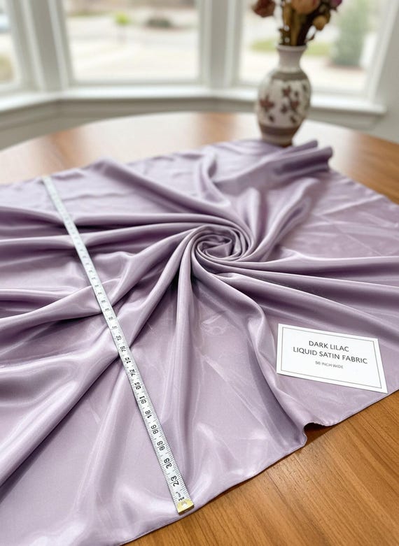Dark Lilac Glossy Liquid Bridal Satin Fabric, 58” Wide for Prom and Wedding Dresses.