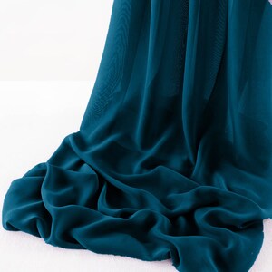 Teal Chelsea Wool Dobby Chiffon Fabric/58&quot; Wide Sheer Fabric/Solid Color Draping Fabric for Wedding Party Easter Backdrop.