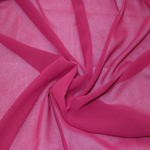 58/60" Wide 100% Polyester Soft Light Weight, Sheer, See Through Chiffon Fabric Sold By The Yard. Fuchsia