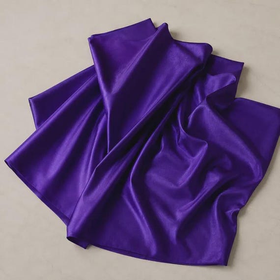 Dark Purple Stretch Satin Fabric, Heavy Shiny Polyester Spandex, 58-Inch Wide Prom Material