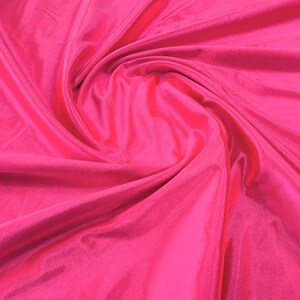 Deluxe Shiny Polyester Spandex Fabric Stretch 58&quot; Wide Sold by The Yard. Neon Hot Pink