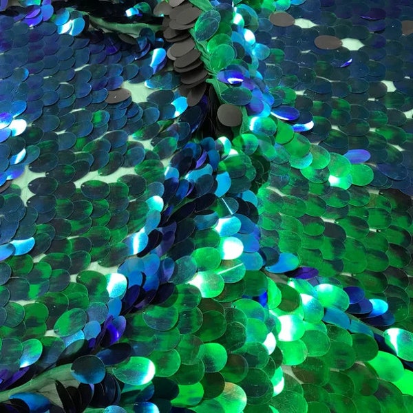 Iridescent 12 MM Teardrop-Decorations-Mermaid Sequins on a Mesh-Sold by Yard. (By the Yard Iridescent Silver) main image 1