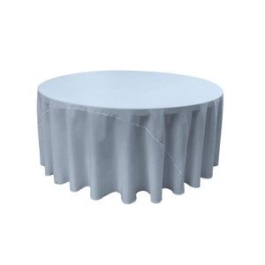 Sky Blue Solid Round Polyester Poplin Tablecloth With Seamless.