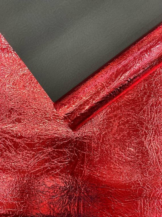 Red Crush Chrome Mirror Shiny Vinyl 54" Wide, Upholstery Crafting Accessories Applications.