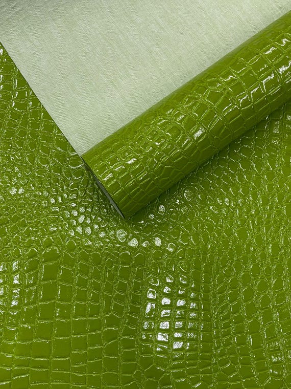 Lime Shiny Alligator 3D Embossed Vinyl Fabric, 54" Wide Upholstery Crafting Accessories Applications.