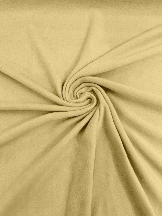 Light Yellow Solid Polar Fleece Fabric Anti-Pill 58" Wide | Soft Polyester Blanket, Jacket.