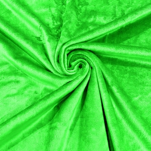 Lime Green Minky Solid Silky Plush Faux Fur Fabric - Sold by the yard.