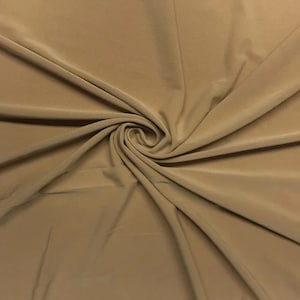 ITY Fabric Polyester Knit Jersey 2 Way Stretch Spandex Sold By The Yard. Camel