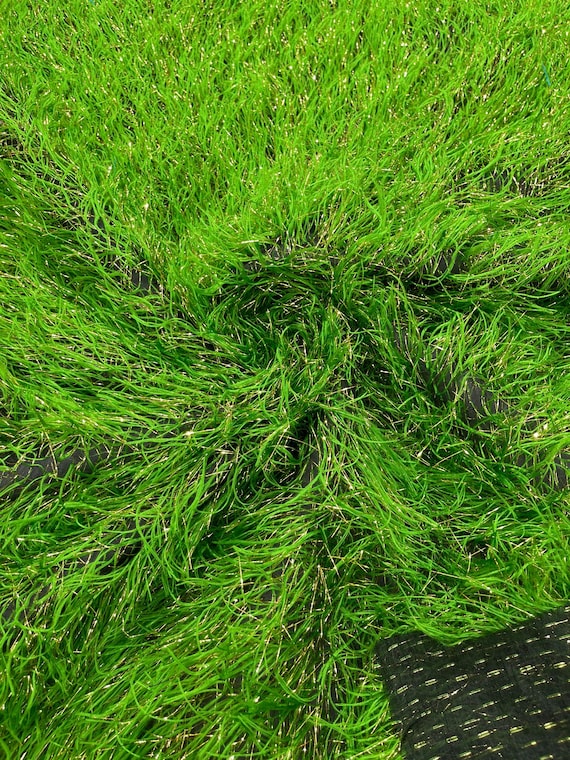 Grass Green-Black Shaggy Jacquard Faux Ostrich/Eye Lash Feathers Sewing Fringe With Metallic Thread Fabric By The Yard