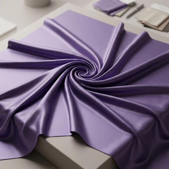 Lavender Stretch Satin Fabric, Heavy Shiny Polyester Spandex, 58-Inch Wide Prom Material