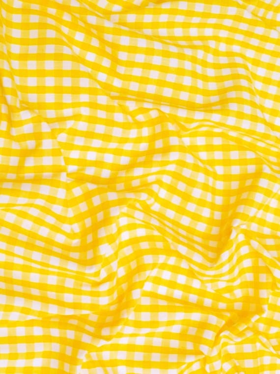 Yellow Gingham 1/4" Checkered Poly Cotton 58" Wide Fabric- Sold by the yard