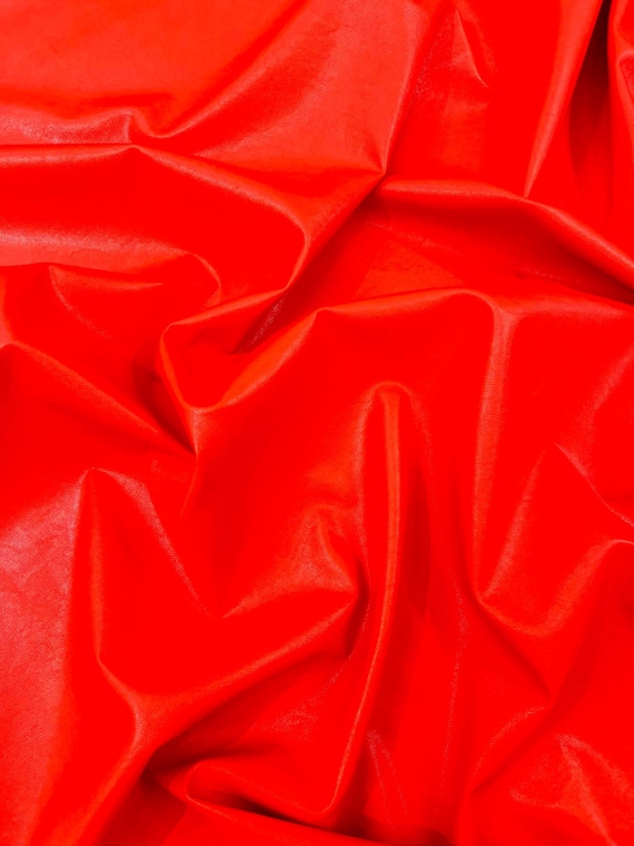 Red Stretch Vinyl Fabric, Plaid Pattern, 4-Way Stretch, Medium Weight, Sold By The Yard.