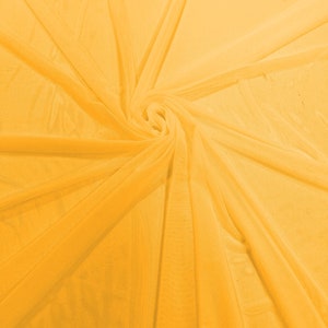 Mustard 58/60&quot; Wide Solid Stretch Power Mesh Fabric Spandex/ Sheer See-Though/Sold By The Yard.