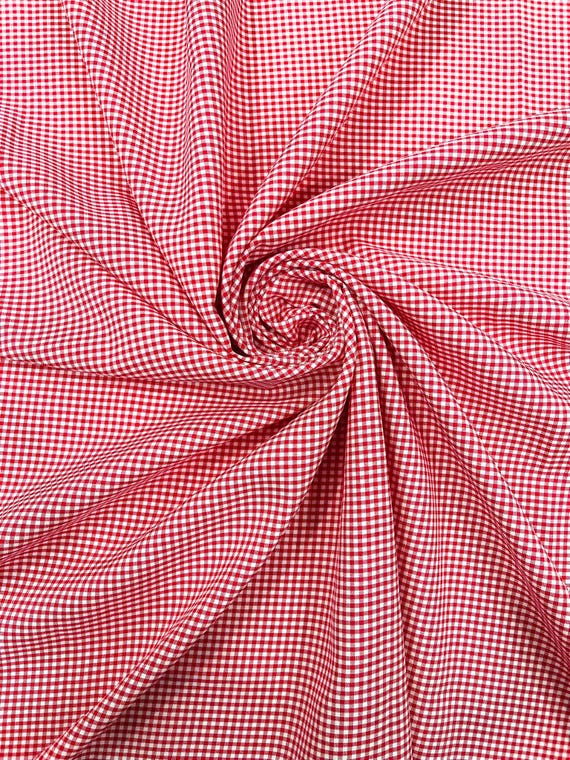 Fuchsia Gingham 1/8” Squares, Poly Cotton Checkered Fabric- Sold by the yard