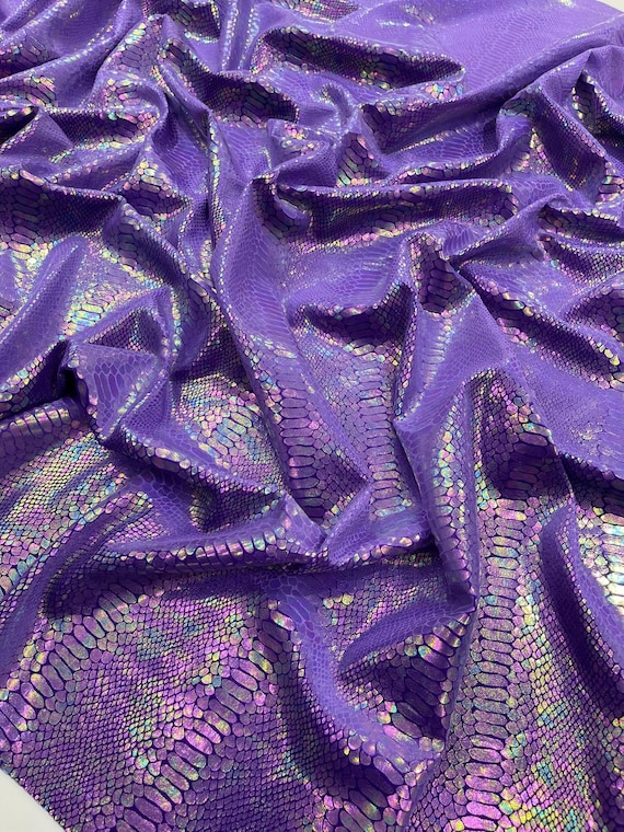 Purple Illusion Foil Mamba Snake Design Stretch Velvet Fabric 58" Wide| Costume.