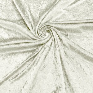 Ivory 59/60&quot; Wide Crushed Stretch Panne Velvet Velour Fabric Sold By The Yard.